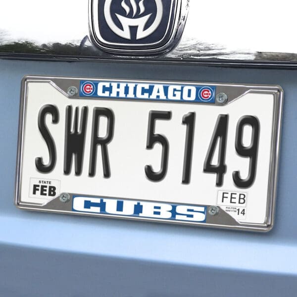 Chicago Cubs Chrome Metal License Plate Frame