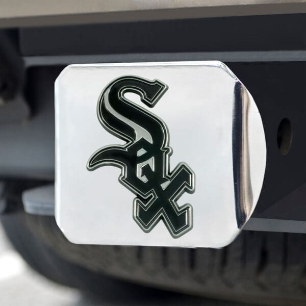 Chicago White Sox Chrome Metal Hitch Cover with Chrome Metal 3D Emblem