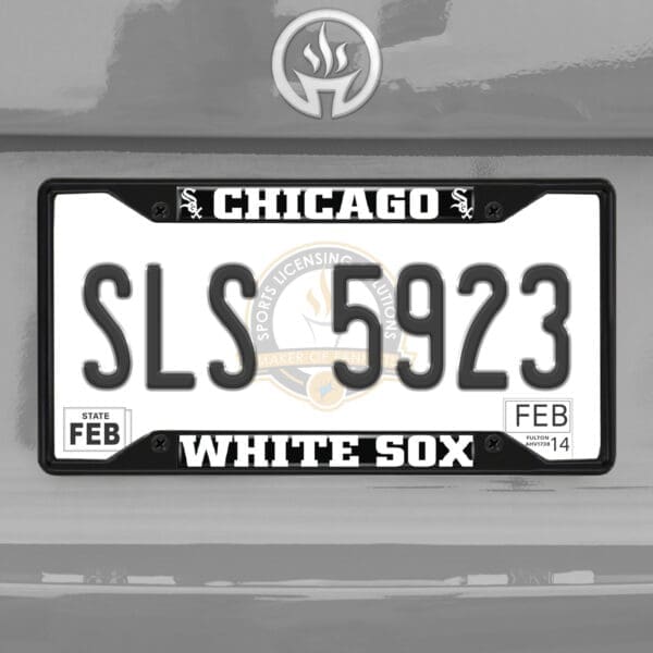 Chicago White Sox Metal License Plate Frame Black Finish