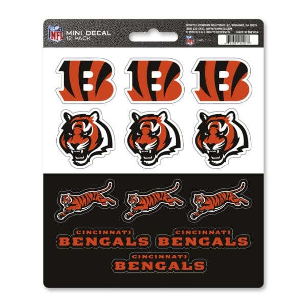 Cincinnati Bengals 12 Count Mini Decal Sticker Pack 1