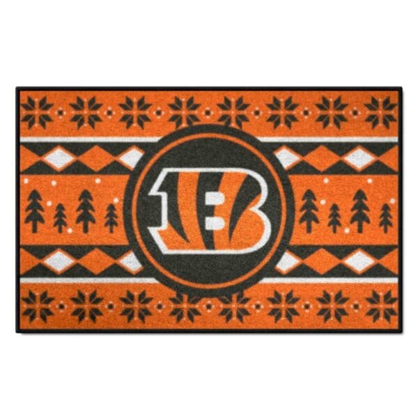 Cincinnati Bengals Holiday Sweater Starter Mat Accent Rug 19in. x 30in 1 scaled