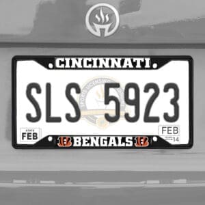 Cincinnati Bengals Metal License Plate Frame Black Finish