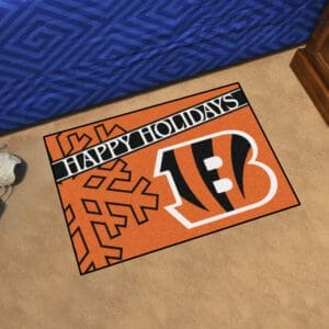 Cincinnati Bengals Starter Mat Accent Rug - 19in. x 30in. Happy Holidays Starter Mat