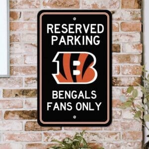 Cincinnati Bengals Team Color Reserved Parking Sign Décor 18in. X 11.5in. Lightweight