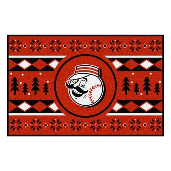 Cincinnati Reds Holiday Sweater Starter Mat Accent Rug 19in. x 30in 1 1 scaled