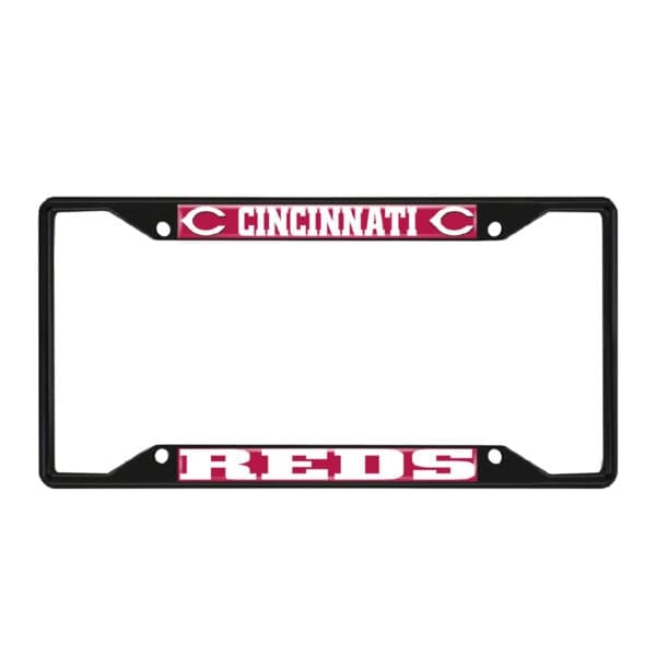 Cincinnati Reds Metal License Plate Frame Black Finish 1