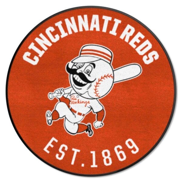Cincinnati Reds Roundel Rug 27in. Diameter1967 1 scaled
