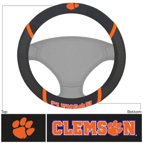 Clemson Tigers Embroidered Steering Wheel Cover 1