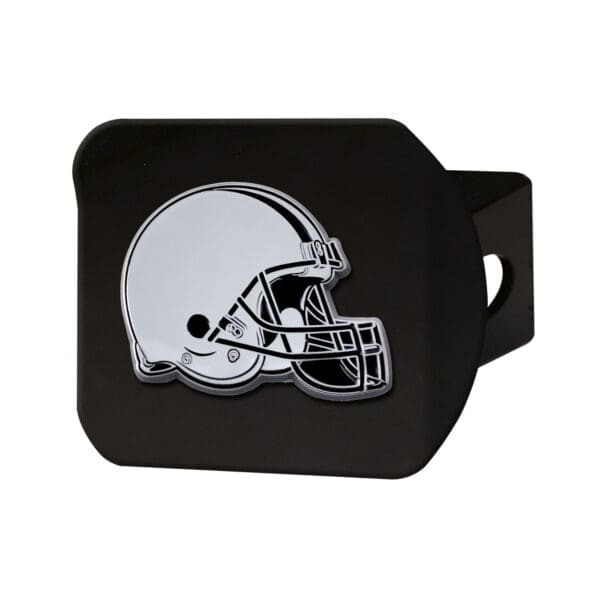 Cleveland Browns Black Metal Hitch Cover with Metal Chrome 3D Emblem 1