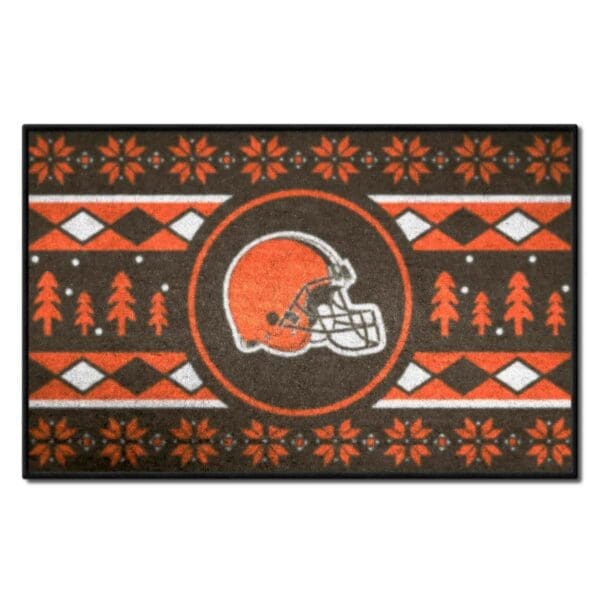 Cleveland Browns Holiday Sweater Starter Mat Accent Rug 19in. x 30in 1 scaled