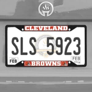 Cleveland Browns Metal License Plate Frame Black Finish