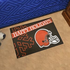 Cleveland Browns Starter Mat Accent Rug - 19in. x 30in. Happy Holidays Starter Mat
