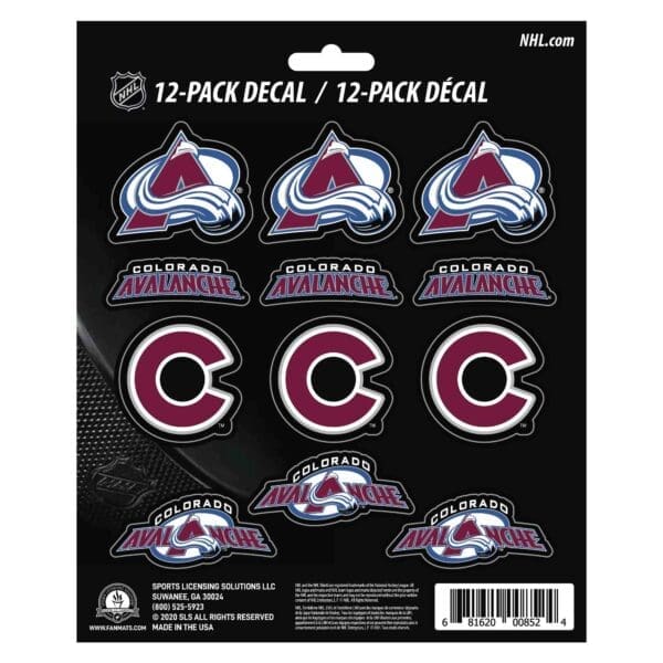 Colorado Avalanche 12 Count Mini Decal Sticker Pack 30786 1
