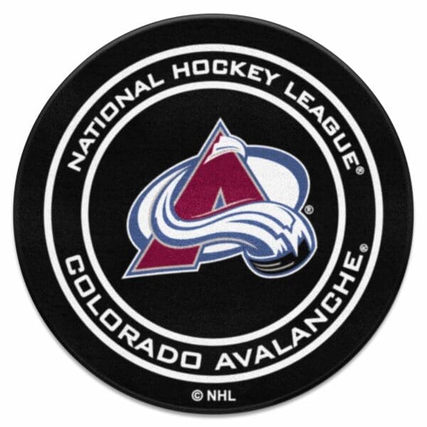 Colorado Avalanche Hockey Puck Rug 27in. Diameter 10616 1 scaled