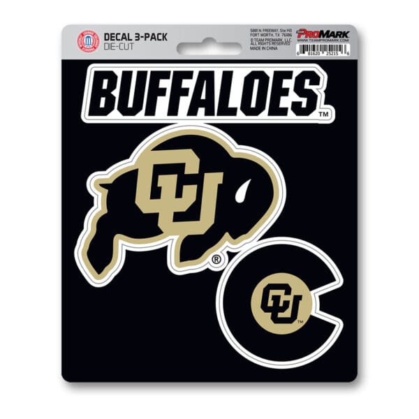 Colorado Buffaloes 3 Piece Decal Sticker Set 1