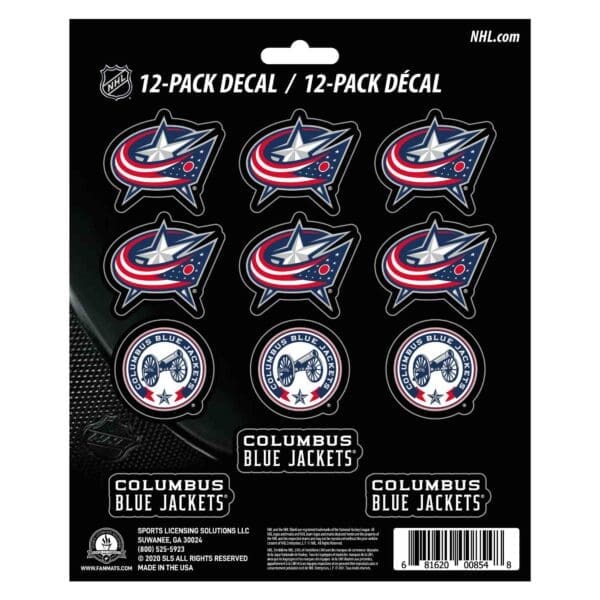 Columbus Blue Jackets 12 Count Mini Decal Sticker Pack 30788 1