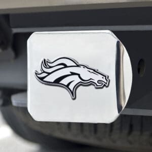 Denver Broncos Chrome Metal Hitch Cover with Chrome Metal 3D Emblem