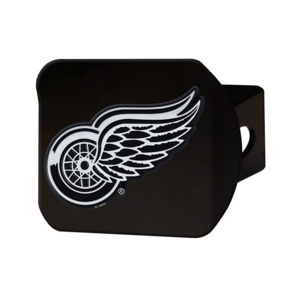 Detroit Red Wings Black Metal Hitch Cover with Metal Chrome 3D Emblem 20994 1