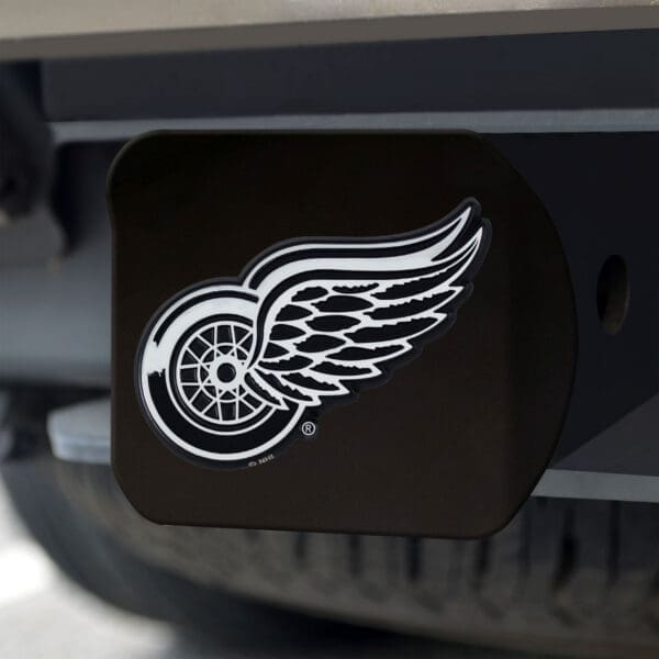 Detroit Red Wings Black Metal Hitch Cover with Metal Chrome 3D Emblem-20994