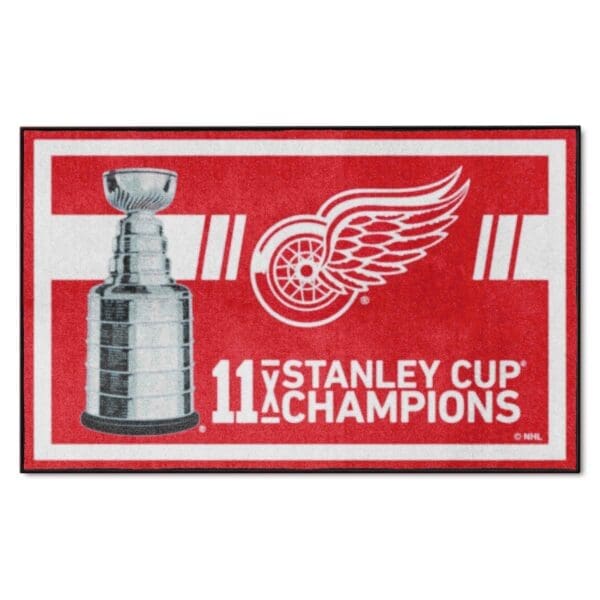 Detroit Red Wings Dynasty 4ft. x 6ft. Plush Area Rug 34309 1 scaled