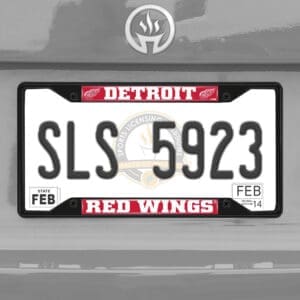 Detroit Red Wings Metal License Plate Frame Black Finish-31381