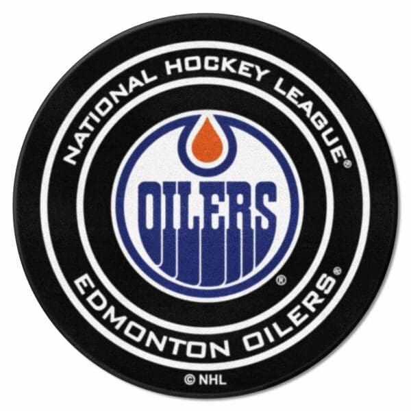 Edmonton Oilers Oilers Hockey Puck Rug 27in. Diameter 10281 1 scaled