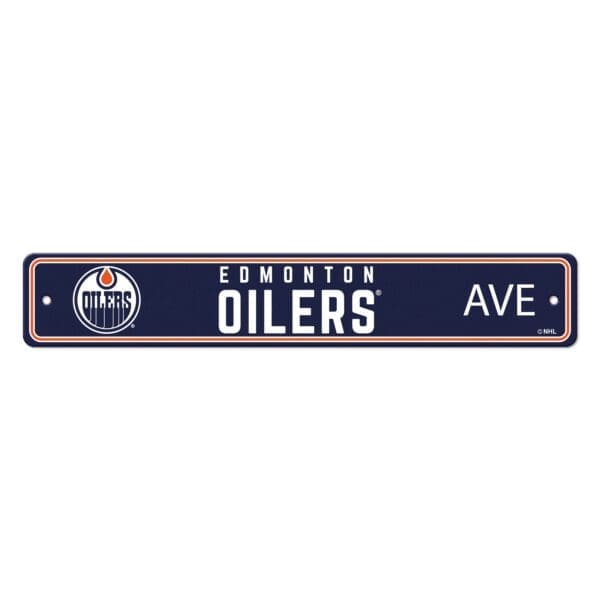 Edmonton Oilers Team Color Street Sign Decor 4in. X 24in. Lightweight 33636 1 scaled