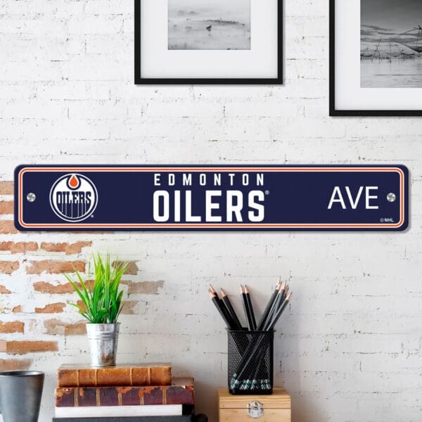 Edmonton Oilers Team Color Street Sign Décor 4in. X 24in. Lightweight-33636