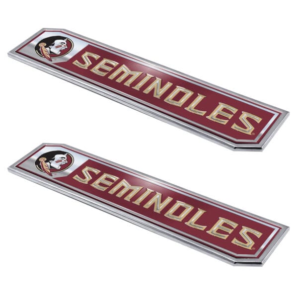 Florida State Seminoles 2 Piece Heavy Duty Aluminum Embossed Truck Emblem Set 1