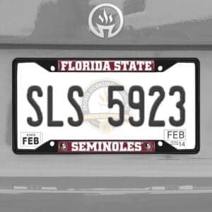 Florida State Seminoles Metal License Plate Frame Black Finish