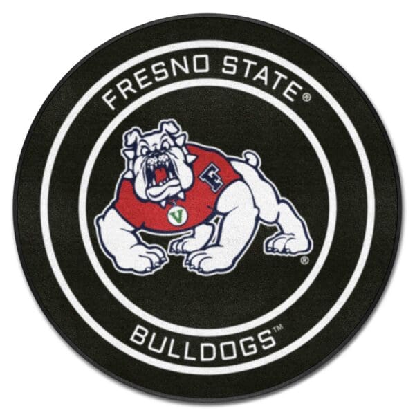 Fresno State Hockey Puck Rug 27in. Diameter 1 scaled
