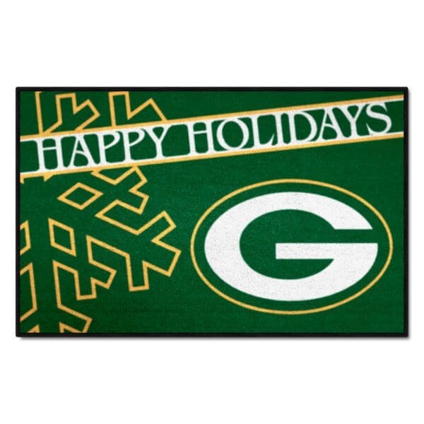 Green Bay Packers Starter Mat Accent Rug 19in. x 30in. Happy Holidays Starter Mat 1 scaled