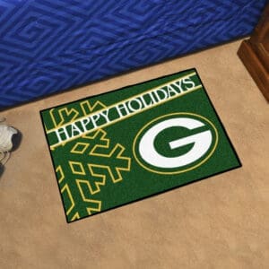 Green Bay Packers Starter Mat Accent Rug - 19in. x 30in. Happy Holidays Starter Mat
