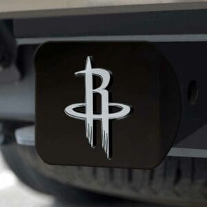 Houston Rockets Black Metal Hitch Cover with Metal Chrome 3D Emblem-25017