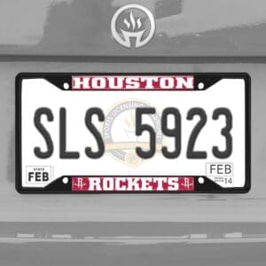 Houston Rockets Metal License Plate Frame Black Finish-31331