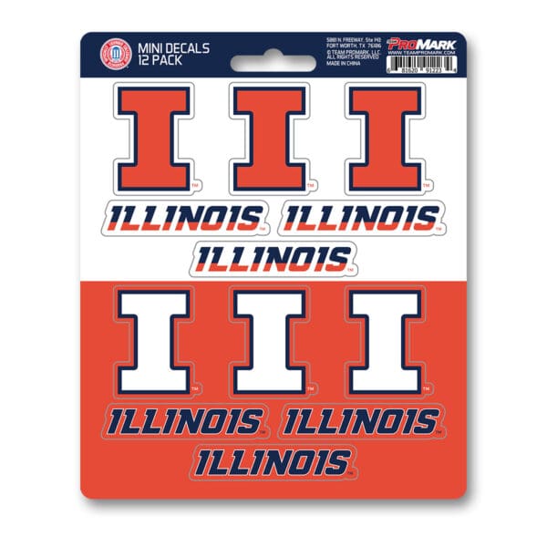 Illinois Illini 12 Count Mini Decal Sticker Pack 1