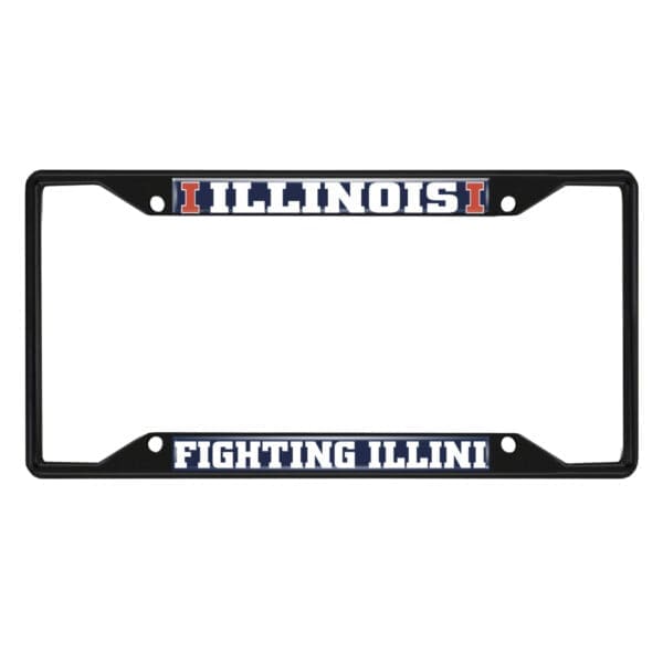 Illinois Illini Metal License Plate Frame Black Finish 1
