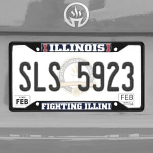 Illinois Illini Metal License Plate Frame Black Finish