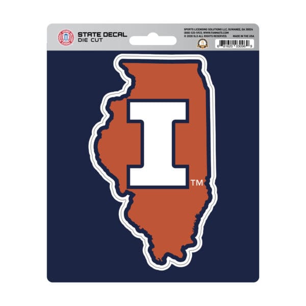 Illinois Illini Team State Shape Decal Sticker 1