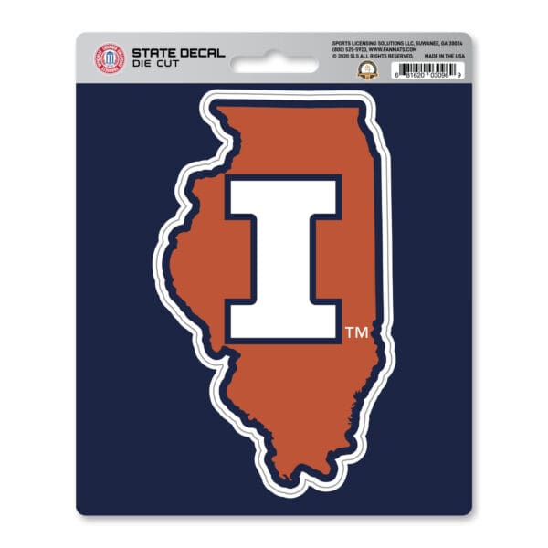 Illinois Illini Team State Shape Decal Sticker