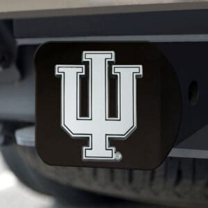 Indiana Hooisers Black Metal Hitch Cover with Metal Chrome 3D Emblem