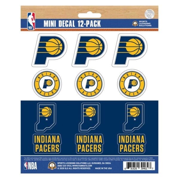 Indiana Pacers 12 Count Mini Decal Sticker Pack 63226 1