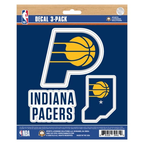 Indiana Pacers 3 Piece Decal Sticker Set 63225 1