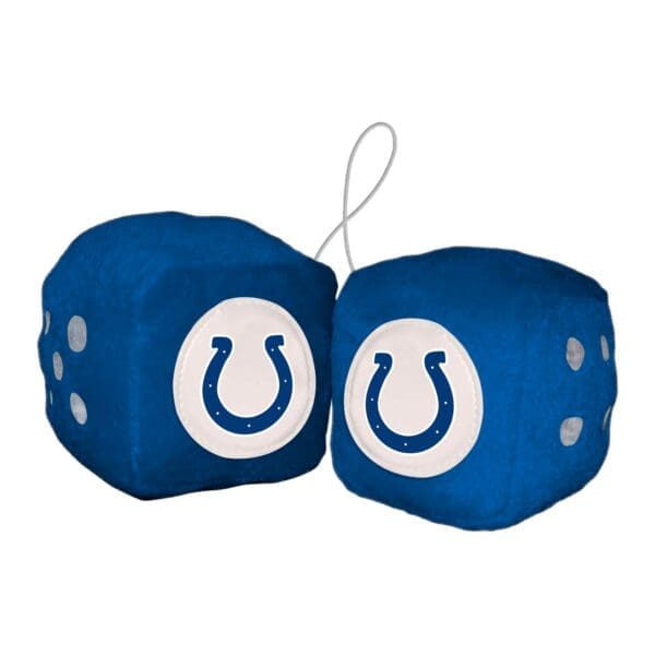Indianapolis Colts Team Color Fuzzy Dice Decor 3 Set 1 scaled