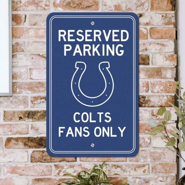 Indianapolis Colts Team Color Reserved Parking Sign Décor 18in. X 11.5in. Lightweight