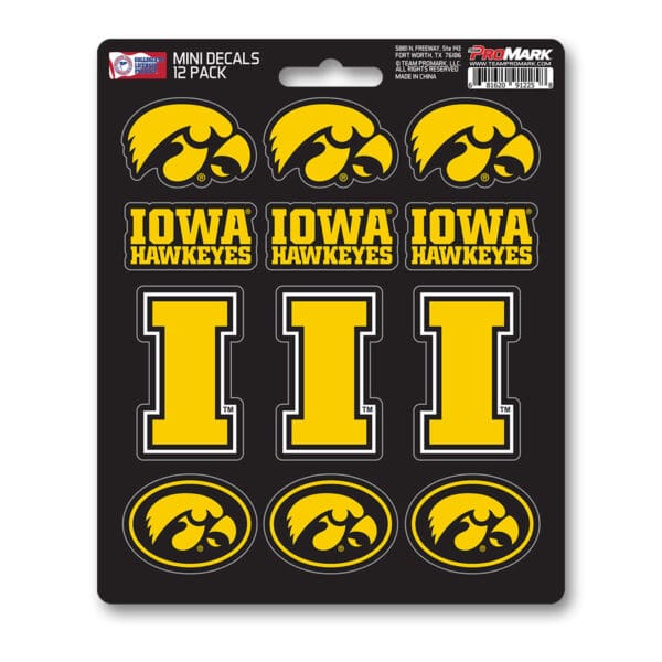Iowa Hawkeyes 12 Count Mini Decal Sticker Pack 1