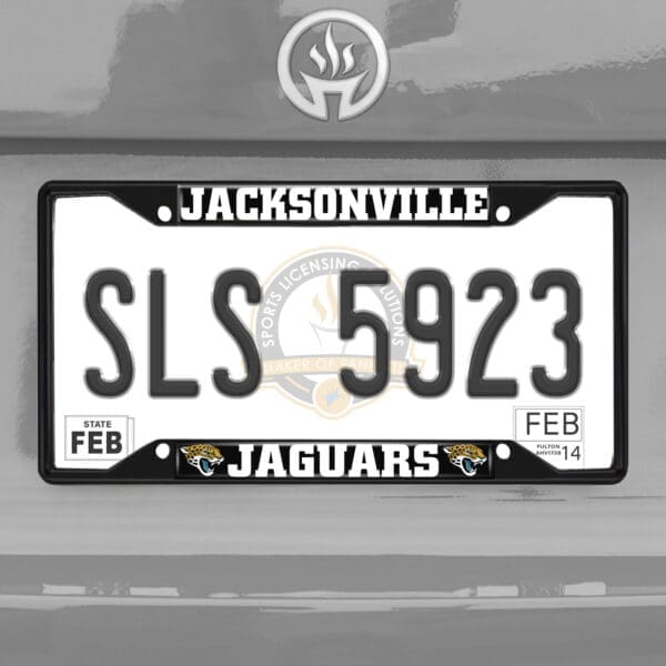 Jacksonville Jaguars Metal License Plate Frame Black Finish