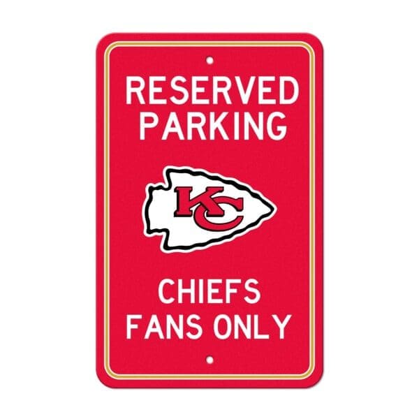 Kansas City Chiefs Team Color Reserved Parking Sign Decor 18in. X 11.5in. Lightweight 1 scaled