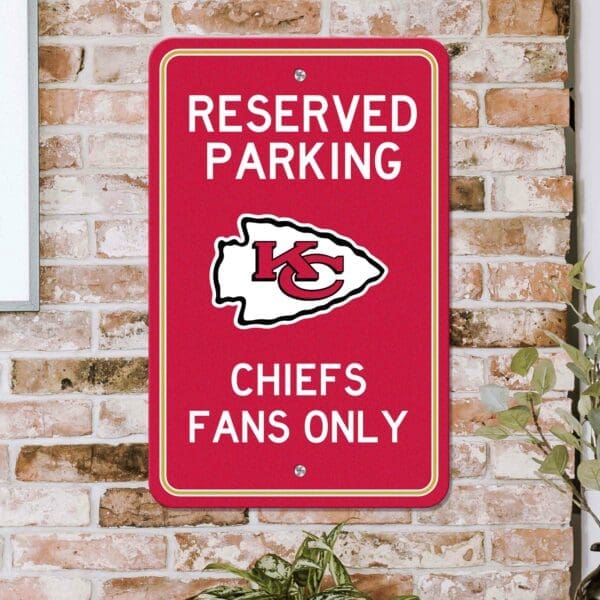 Kansas City Chiefs Team Color Reserved Parking Sign Décor 18in. X 11.5in. Lightweight