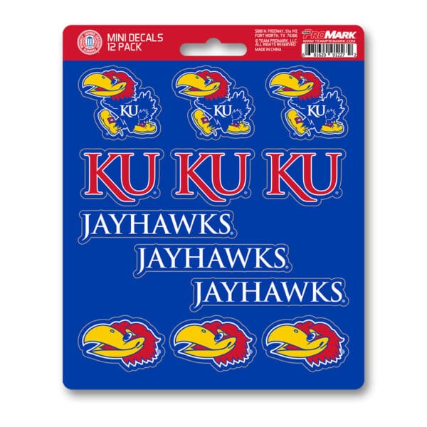 Kansas Jayhawks 12 Count Mini Decal Sticker Pack 1